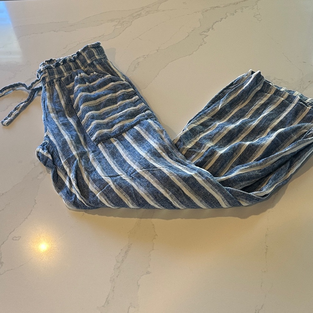 SO Striped Wide Leg Pants in Blue and White